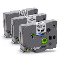 Replace for Brother TZ Tape 12mm, Laminated White TZe Tape Used for Brother P-Touch Label Maker PT-D210/ PT-H100/ PT-D450/ PTD600 and More, 26.2 Feet Roll, 3-Pack (2 White, 1 Clear)