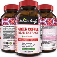 Pure Green Coffee Bean Extract for Weight Loss Pills - Dietary Supplement to Burn Fat Curb Appetite and Boost Metabolism for Men and Women - Contains Antioxidants to Detox and Cleanse - 800mg Capsules
