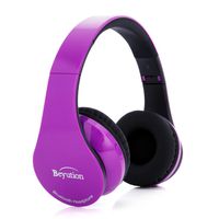New Black/Red/White/Blue/Yellow/Pink More Color Bluetooth Headphones -Wireless- HiFi Stereo- Built in Mic-Phone with Retail Package (Pure Purple)