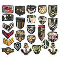 Libiline 24pcs Soldier Badges Kid Embroidered Patch Sew On/Iron On Patch Applique Clothes Dress Plant Hat Jeans Sewing Flowers Applique DIY Accessory (Soldier Badges)