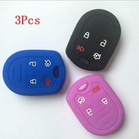 3Pcs New Purple Black Blue Protecting Silicone Skin Remote Key Case Fob Bag Jacket Skin Protector Cover for Ford Focus Flex Taurus Expedition F150 F250-350 Super Duty Mustang Edge Explorer