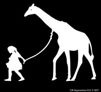 UR Impressions Girl Walking Giraffe Decal Vinyl Sticker Graphics for Cars Trucks SUV Vans Walls Windows Laptop|White|6.6 X 5.5 Inch|URI448