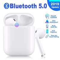 Bluetooth 5.0 Wireless Earbuds with【24Hrs Charging Case】 Waterproof TWS Stereo Headphones in-Ear Built-in Mic Headset Premium Sound with Deep Bass for Sport Earphones Apple Airpods Headphones