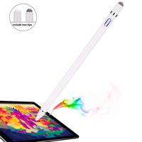 Stylus Pen for Apple iPad - Capacitive Rechargeable Styli with 1.5mm Ultra Fine Tips Active Electronic Pencil for Apple iPad/iPhone/iPad Pro/Samsung Tablet with Replaceable Cap (17cm, White)