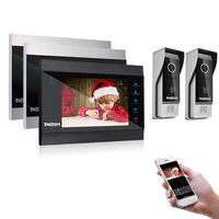 7 Inch IP Wireless Video Doorbell Intercom System with Entry 3 Montior and 2 1200TVL Wired Doorphone Camera Support Remote Unlock, Two-Way Intercom from TMEZON