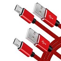 VOTY Micro USB Cable for Charging Fire 7 HD 8 10 Tablets Oasis e-Reader MP3,Braided Computer Android Power Charger Cord Smart TV Sticks,Roku,Bose SoundLink Color Bluetooth Speaker 2 Pack 6.6 Ft Red