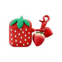 NXDA Airpods Case, Strawberry Model Shakeproof Soft Silicone Airpods Cover Case for Apple AirPods 2 Charging Case with Keychain (Red)