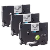 Pristar HSe221 HSe-221 HS-221 HS221 Replacement for Brother Heat Shrink Tube Label Tape 8.8mm 0.34" Black on White Tape Brother P-Touch PT-E300 PT-H300 PT-E500 PT-E550W PT-P750WVP Label Maker, 3-Pack