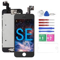 for iPhone SE Screen Replacement with Camera Black for A1662,A1723,A1724, Mobkitfp Compatible with iPhone 5SE Screen Replacement Digitizer LCD Touch Screen Display, Full Assembly with Repair Tools