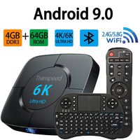 Android Tv Box 9.0, TV Box 2.4G 5.8G Dual Band WiFi 4GB 64GB with Bluetooth Converter TV Box Support 3D 4K 6K Ultra HD H.265 USB 3.0 with Mini Keyboard Set Top TV Box