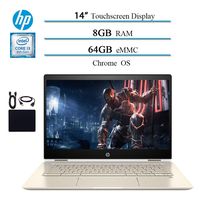 2020 HP Chromebook x360 14" FHD 2-in-1 Touchscreen Laptop Computer, 8th Gen Intel Core i3-8130U (up to 3.4GHz), 8GB RAM, 64GB eMMC, Bluetooth Type-C Chrome OS w/ Saiborie Accessories