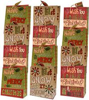 Christmas Large Gift Bags, 12 Pack, Quilted & Stitched Series