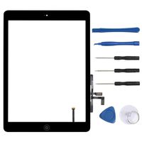 Li-SUN Touch Screen Digitizer for 2017 iPad 9.7" (A1822 A1823), Front Glass Replacement with Repair Tool Kit (NOT Support Touch ID) + Adhesive (Black, Without Home Button)