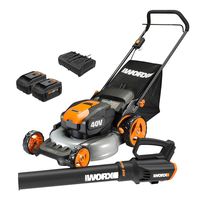 WORX WG960 20-inch 40V(5.0Ah) WG751 Cordless Lawn Mower and WG547.9 Power Share Cordless Turbine Blower