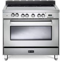 Verona VEFSEE365SS 36" Electric Range with 4 cu. ft. European Convection Oven Black Ceramic Glass Cooktop 5 Burners Dual Center Element Chrome Knobs and Handle: Stainless Steel