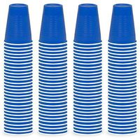DecorRack 120 Party Cups, 12oz Reusable Disposable Soda Cups for Birthday Party, Bachelorette, Camping, Indoor Outdoor Events, Beverage Drinking Cups, Round -BPA Free- Plastic Cups, Blue (120 Pack)
