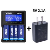 XTAR VC4 LCD Display Battery Charger with 5V 2.1A Adaptor for 3.6V/3.7V Li-ion 10440 14500 18350 18500 18650 18700 20700 21700 22650 25500 26650 326501.2V AAAA AAA SC C D