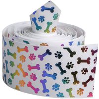 3" Wide 5 Yard DIY Printed Grosgrain Ribbon for Hair Bow Hair Clip Gift Wrapping (Gold Foil Footprint)