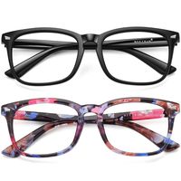 MEETSUN Blue Light Blocking Glasses Nerd Eyeglasses Frame,Anti Blue Lights Computer Reading Gaming Glasses For Women Men HEV 2 Pack Black Flower Clear Lens designer