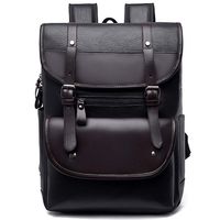 Men's Backpack Faux Leather Large Capacity Multifunctional Laptop Bag Trip Bag,Black