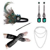 1920s Accessories Headband Necklace Gloves Cigarette Holder Flapper Costume Accessories Set for Women(set10)