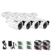 ZOSI 4 Pack 1080P 1920TVL 2.0 Megapixel HD 4 in 1 TVI CVI AHD CVBS CCTV Cameras Kits 65ft IR Distance Aluminum Metal Housing Waterproof Indoor Outdoor Cameras for 1080P Analog DVR System White