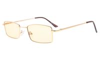 Eyekepper Memory Titanium Bridge Computer Glasses 50% Blue Light Blocking Reading Glasses Amber Tinted Lenses (Gold,+1.25)