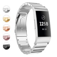 Wekin Replacement Stainless Steel Metal Bands Compatible for Charge 3, Women Men Strap Bracelet Wristbands Accessories for Charge 3 SE, with Hand Removal Tool