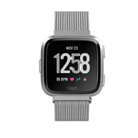 FUZVOL Metal Bands Compatible with Fitbit Versa 2 / Fitbit Versa Lite & SE/Fitbit Versa, Sport Band Magnetic Stainless Steel Metal Replacement for Women Men, Small(5.5" - 7.6"), Silver