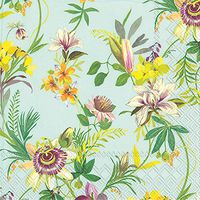 Ideal Home Range Flower Beauties Cocktail Beverage Napkins, Light Blue, 20-count