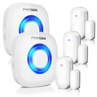 Physen Wireless Door/Window Sensor Chime kit with 3 Magnetic Door Sensors and 2 Receivers with Operating at 600-feet Range,4 Volume Levels with 52 Melodies Chimes for Home/Office/Stores