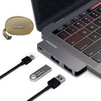 USB Type-C HUB Adapter with 40Gbs Thunderbolt 3, USB 3.0 Port, USB 2.0 Port, USB C Power Delivery for New 13" or 15" MacBook Pro 2016 and 2017 with Electronics Accessories Travel Organizer Pouch