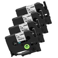 Compatible with Brother TZe-221 9mm 0.35" P-Touch Label Tape, 3/8 Inch x 26.2 Feet Tze Label Refill, Black on White, Laminated Label Maker Tape for Brother Label Printer PT-D210 PT-H110 PT-D600 4-Pack
