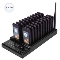 Zopsc 433.92MHz Wireless Calling System 999-channel High Sensitivity Guest Paging System with 20 Rechargeable Pagers Receivers and 1 Transmitter, Suitable for Restaurant(US Plug)