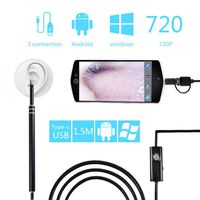 Ear Endoscope, Ear Cleaning Ear Otoscope Camera Tool Waterproof Inspection Camera with Adjustable LED Lights Suitable for Micro USB/Type-C/USB PC (Not for iPhone)