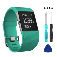 Wizvv Compatible Bands Replacement for Fitbit Surge, with Metal Buckle Fitness Wristband Strap Women Men Large Small (Teal,Small)