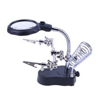 Desktop Magnifier, LED Light Helping Hands Magnifier Soldering Station, Welding Magnifying Glass LED Holder Soldering Repair Tool with Auxiliary Clamp and Alligator Clips