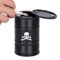 LIANTRAL Car Ashtray Portable Ashtray with Lid Aluminum Alloy Oil Drum Shape Detachable High Temperature Resistance Ashtray for Car Cup Holder Black