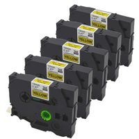 5 Pack Black on Yellow Standard Laminated Label Tape Cartridge 1/2" X 26.2'(12mm x 8M) Compatible for Brother P-Touch TZ TZe 631 TZ-631 TZe-631