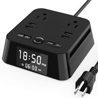 ELMWAY Alarm Clock Charger w/4 USB Ports 2 AC Outlets, UL Listed, 6ft Power Cord Charging Station Power Strip for Bedside,Home,Hotel,Office,iPhone,IPad,Mac Book Computer