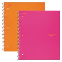 Five Star Spiral Notebooks, 5 Subject, Wide Ruled Paper, 200 Sheets, 10-1/2" x 8", Orange, Pink, 2 Pack (38433)