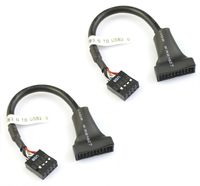 CNCT 19-Pin USB3.0 to USB2.0 Adapter Header Cable - Suitable for use with USB 2.0 based mother boards from Intel - ASUS - Gigabyte - MSI (2PC)