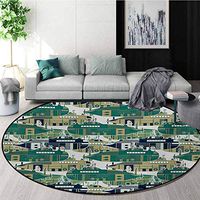 RUGSMAT Retro Non-Slip Area Rug Pad Round,Old School Submarine Concept with Torpedoes Vintage Hand Drawn Squares Circles Image Protect Floors While Securing Rug Making Vacuuming,Round-63 Inch