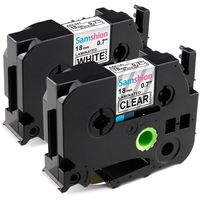 Samshion Compatible P-Touch TZ Label Tapes Replacement for Brother TZ141 TZe241 Standard Laminated Tape Black on White/Clear 18mm, 2-Pack