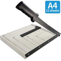 Paper Cutters and Trimmers, 12 Inch Guillotine Paper Cutter for Cardstock, Photo Craft Machine with Heavy Duty Gridded Base, A4 Size, 12'' Cut Length, 12 Sheets Capacity for Home, Office