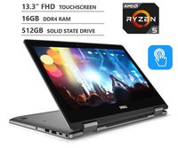 Dell Inspiron 7000 Series 13.3" 2-in-1 Full HD IPS Touchscreen Laptop, AMD Ryzen 5 2500U Processor up to 3.60GHz, 16GB RAM, 512GB M.2 Solid State Drive, HDMI, Wireless-AC, Bluetooth, Windows 10, Grey