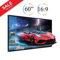 60" Projector Screen, 60 Inch Diagonal 16:9 Projection HD Anti-Crease Foldable Portable Screen for Home Theater Widescreen Travel PPT Business Presentation Outdoor Indoor