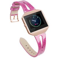 YiJYi Leather Bands Compatible with Fitbit Blaze,Slim Band with Metal Frame Replacement Sport Strap Wristband for Women Men (Y-Bling Rose Pink)