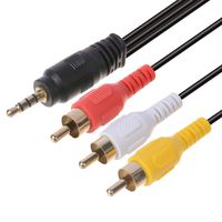 3.5 mm to RCA AV Camcorder Video Cable,3.5mm Male to 3RCA Male Plug Stereo Audio Video AUX Cable for Smartphones,MP3, Tablets,Speakers,Home Theater (3.5 Straight to 3RCA with Shield 5FT)