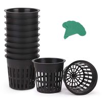GROWNEER 25-Pack 4 Inch Garden Slotted Mesh Net Cups, Heavy Duty Net Pots with 25Pcs Plant Labels, Wide Lip Bucket Basket for Hydroponics